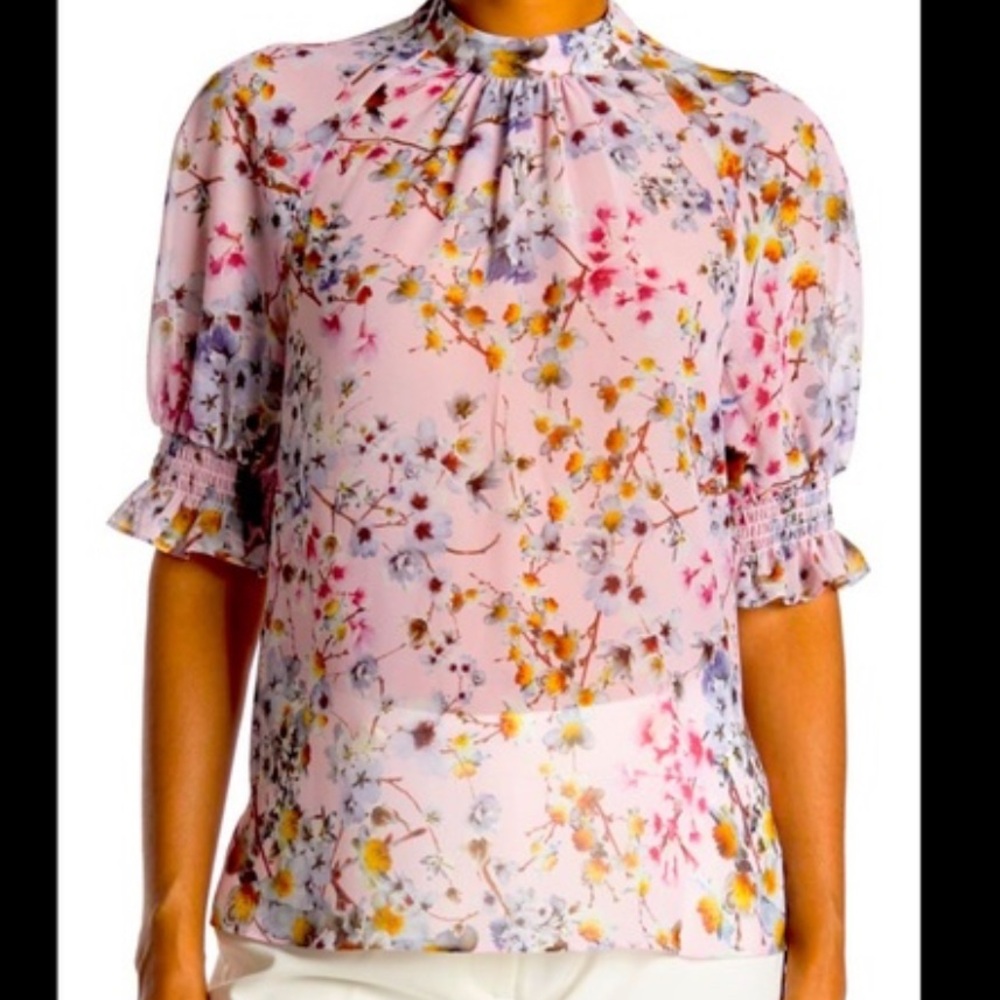 Ted Baker London “Jasmine” High Neck Blouson Top — NWT | Size 4 (US 10)